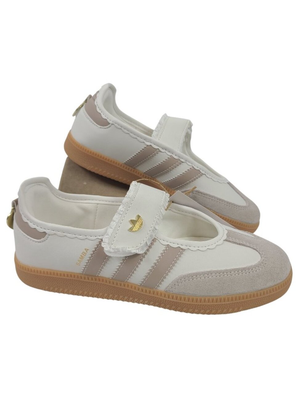 NEW Adidas Samba Jane Women's Shoes US 5 Beige & White Mary Jane Style